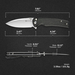 SENCUT Sachse Flipper & Button Lock & Thumb Stud, Micarta